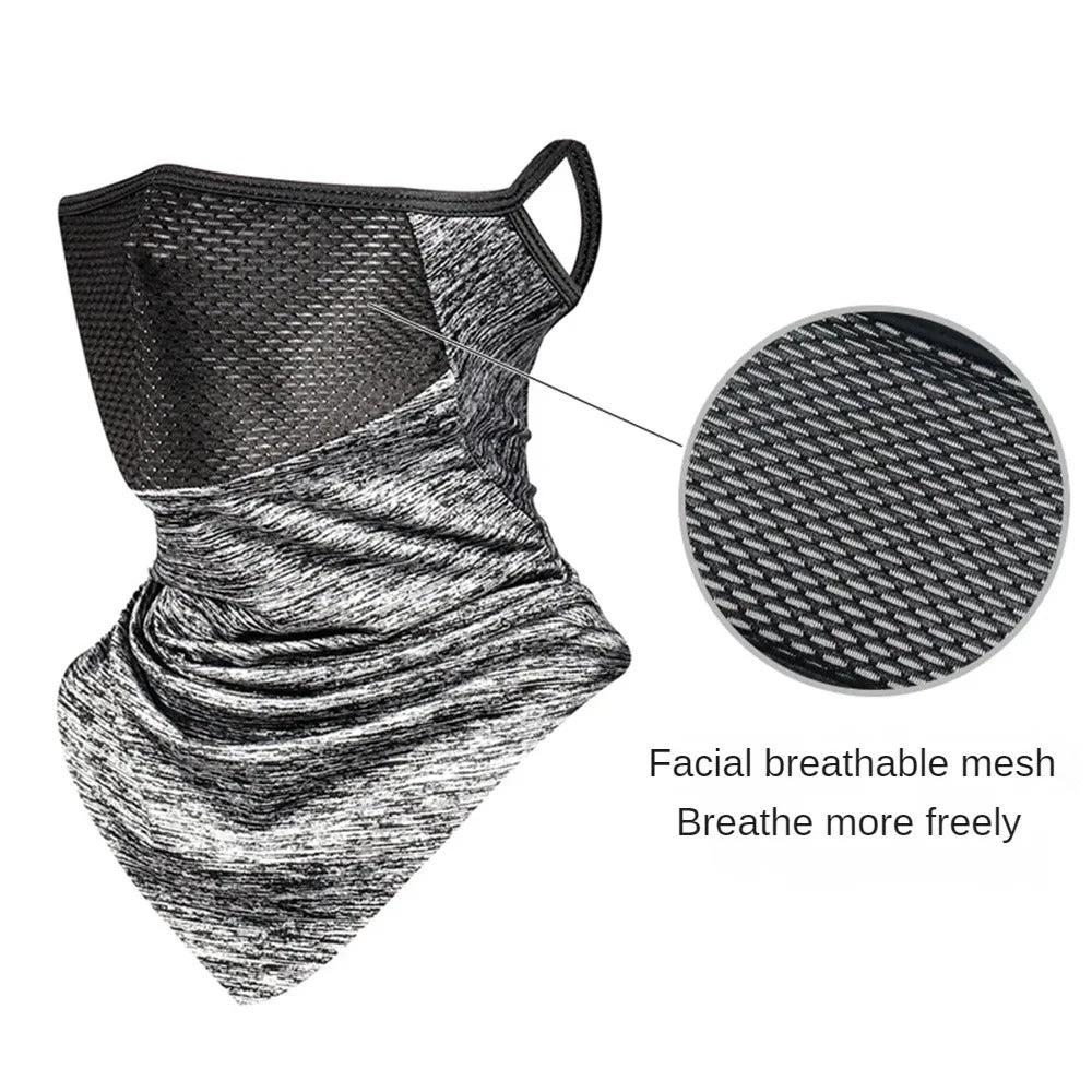 Premium Breathable Ear Hanging Mask – Ice Silk Cycling Face Cover, Triangle Headscarf, Nylon Cool Material for Outdoor Sports and Riding Protection - StrengthXPhysiotherapy