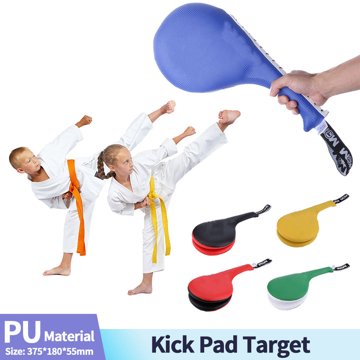 Premium Taekwondo Foot Target Kick Pad – Boxing, Kickboxing, & Sanda Training Equipment – Durable PU Leather, High Elastic Sponge – Double Target Design for High & Low Kicks – Buzz Sound & Wrist Grip – 40x20x8cm - StrengthXPhysiotherapy