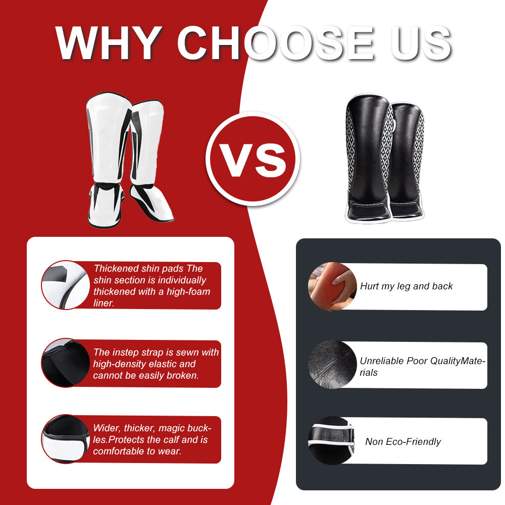 Premium Kickboxing Shin Guard Pads – Muay Thai, Boxing, MMA Leg Protector, Sanda, Wushu, Taekwondo Ankle Guards for Men & Women, EVA Soft PU Leather, Sizes S/M/L - StrengthXPhysiotherapy