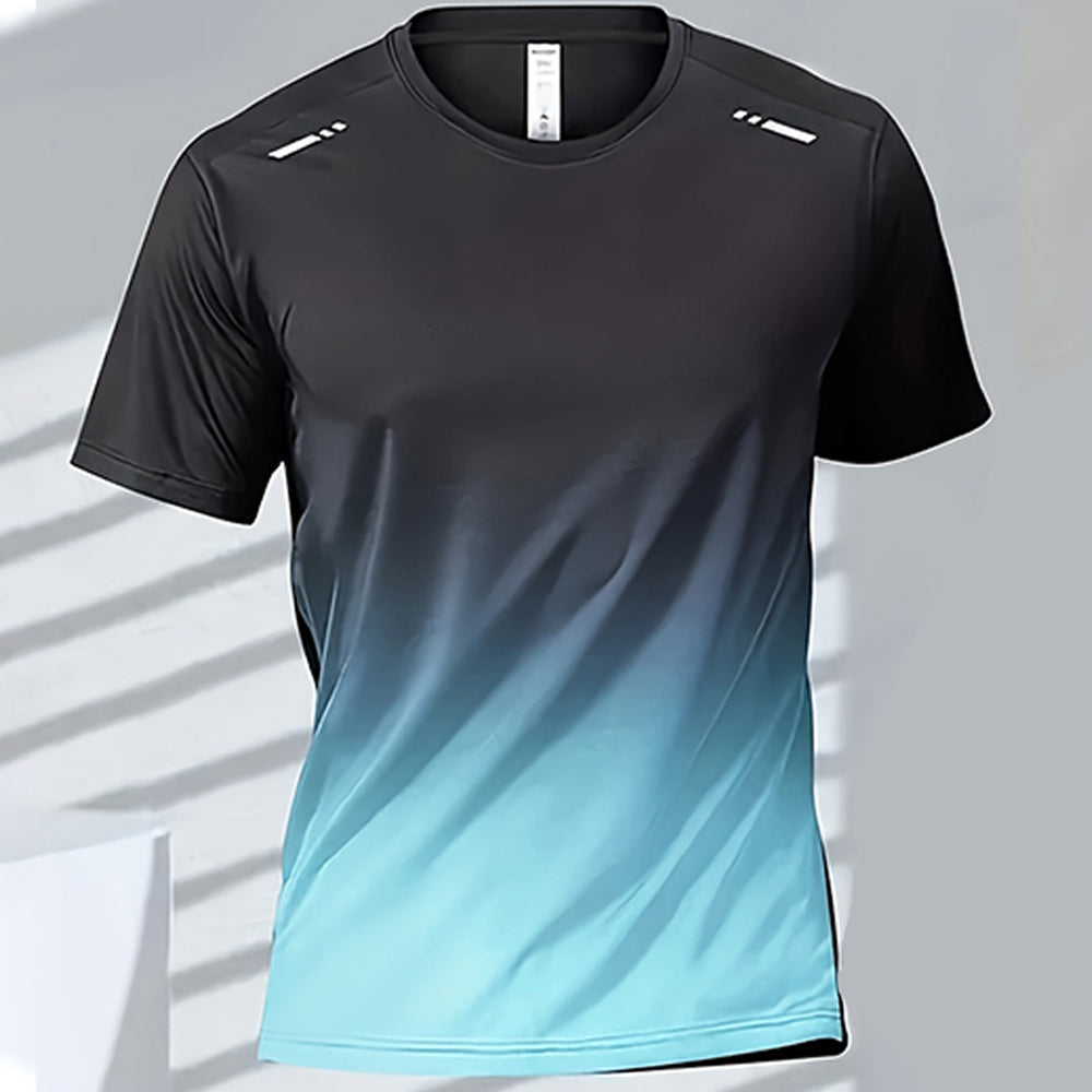Premium Men's Sports T-Shirt – Quick Dry Casual Running & Boxing Top, Short Sleeve Badminton & Training Shirt, Gradient Design
