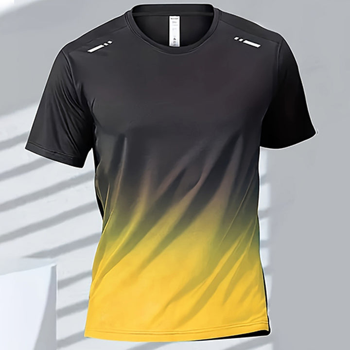 Premium Men's Sports T-Shirt – Quick Dry Casual Running & Boxing Top, Short Sleeve Badminton & Training Shirt, Gradient Design