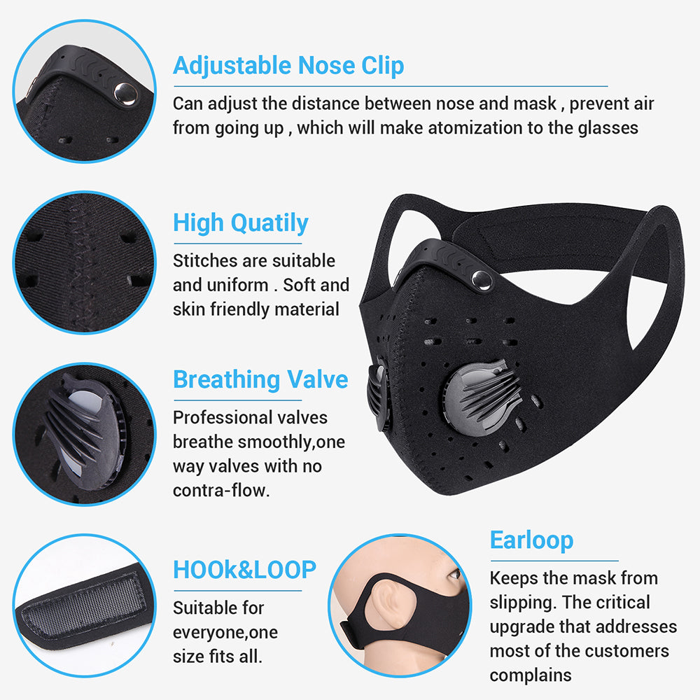 Premium Cycling Face Mask for Men and Women – Dust Proof, Anti-Smog, Activated Carbon Training Mask, Outdoor Sports 