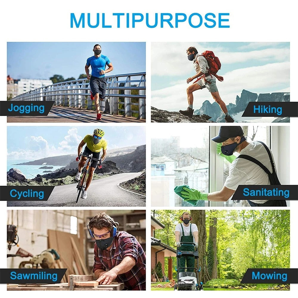 Premium Cycling Face Mask for Men and Women – Dust Proof, Anti-Smog, Activated Carbon Training Mask, Outdoor Sports Protection, Anti-Fog, Breathable Design - StrengthXPhysiotherapy