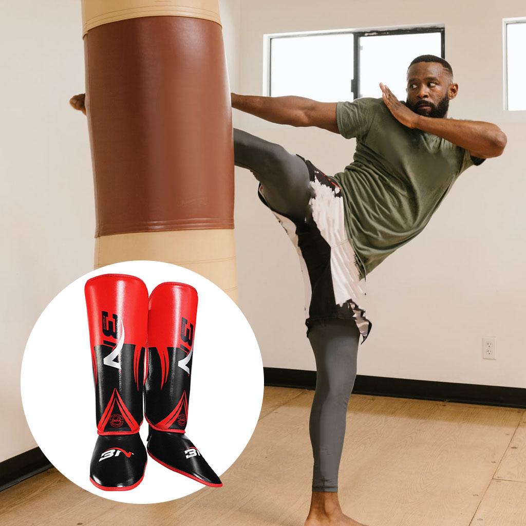 Premium Muay Thai Leg Protectors – High Quality Sanda Fighting Combo with Thickened Back Guard, Durable Leg Guards 