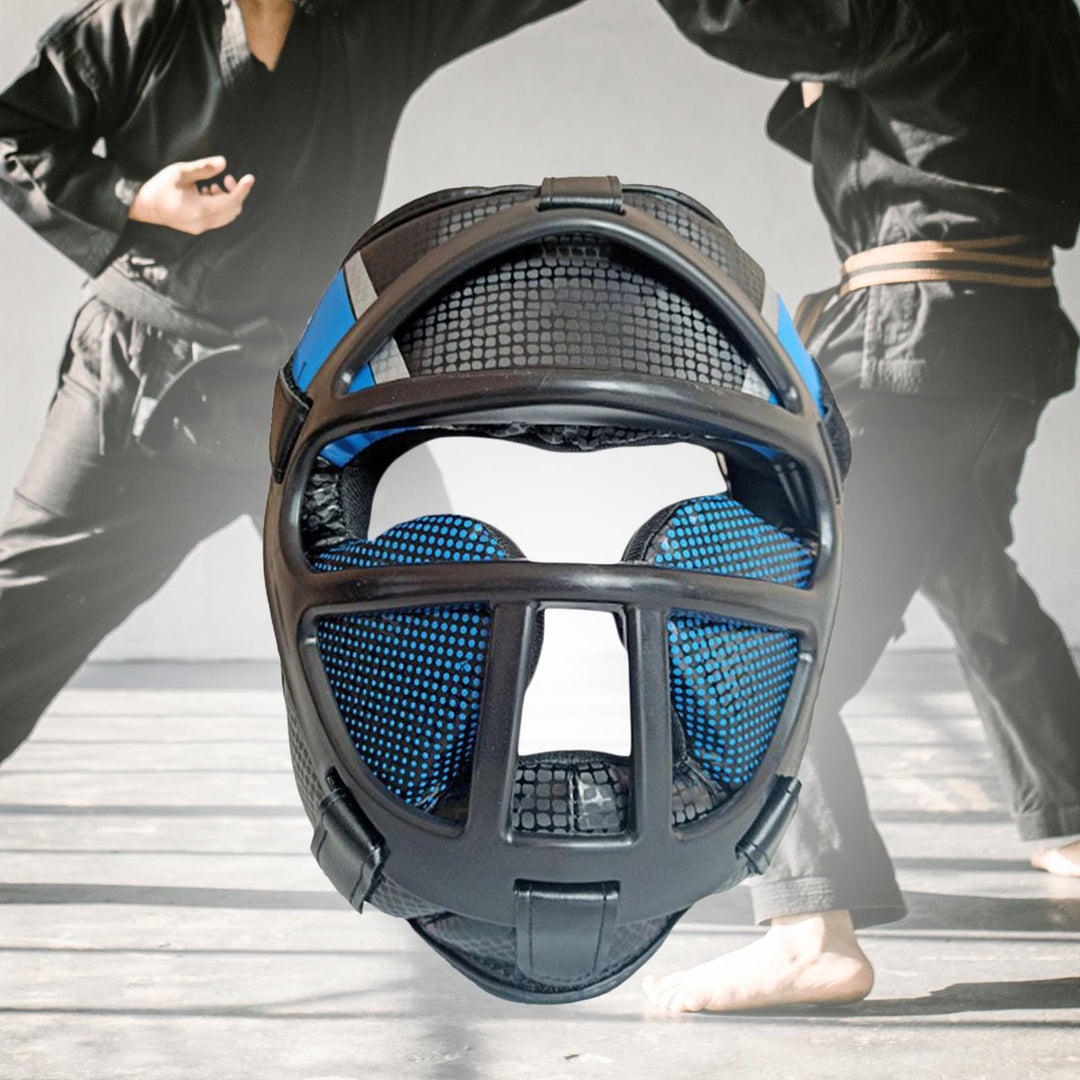 Premium Muay Thai & Taekwondo Headgear with Mask – Kids & Adults Sparring Boxing Helmet, Full Face Protector, Training Gear 
