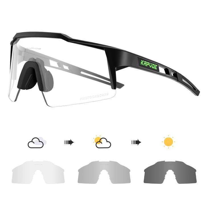 Premium Photochromic Cycling Sunglasses – UV400 Protection, Adjustable Lenses, Bike & Sports Eyewear for Men & Women