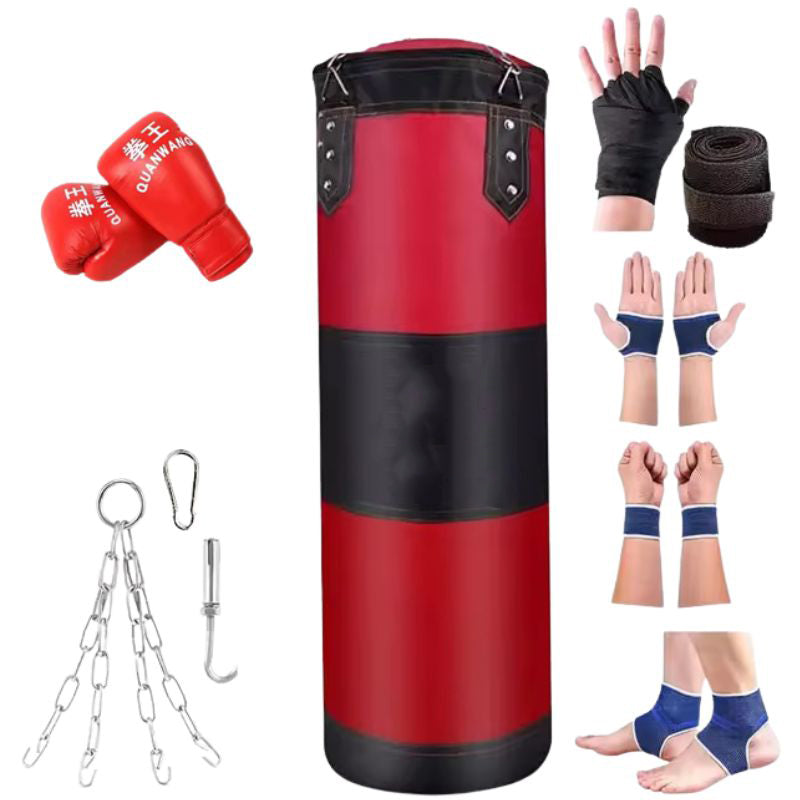 Premium Heavy Punching Sandbag – Durable Boxing Bag with Metal Chain Hook – Kick, Karate, Taekwondo Training – Includes Boxing Gloves, Wrist & Foot Guards, Shock-Absorbing Foam - StrengthXPhysiotherapy
