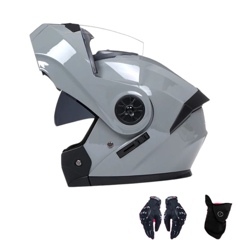 Premium Full Face Motorcycle Helmet - DOT & ECE Certified, Double Lens, Inner Sun Visor, Lightweight ABS Shell Removable Nose