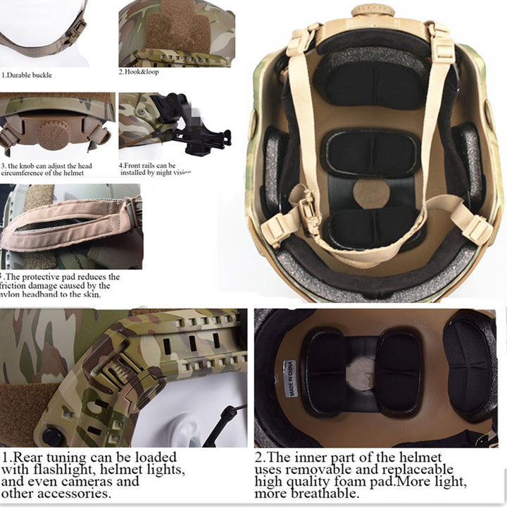 Premium FAST Tactical Helmet – Airsoft MH Camouflage, NVG Mount, Adjustable Outdoor Sport Helmet for Safety & Tactical Use