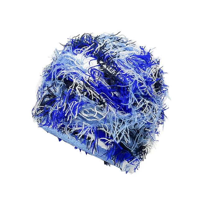 Premium Hip Hop Balaclava Beanie – Distressed Knit Ski Mask for Women, Camouflage Fuzzy Full Face Ski Hat, Outdoor Winter 