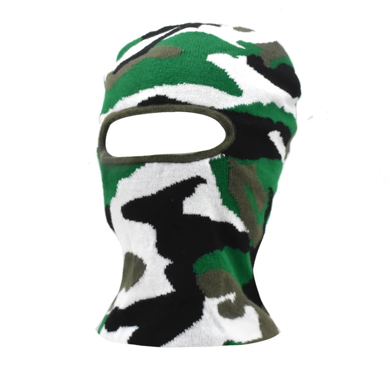 Premium Hip Hop Balaclava Beanie – Distressed Knit Ski Mask for Women, Camouflage Fuzzy Full Face Ski Hat, Outdoor Winter 