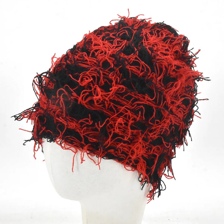 Premium Hip Hop Balaclava Beanie – Distressed Knit Ski Mask for Women, Camouflage Fuzzy Full Face Ski Hat, Outdoor Winter 