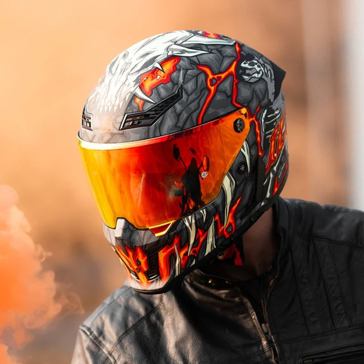 Premium Modular Motorcycle Helmet –Full Face & Open Face, Dual Lens, DOT ECE Approved, ABS Shell for Men & Women, Retro Style