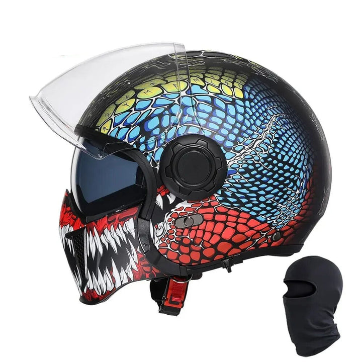 Premium Modular Motorcycle Helmet –Full Face & Open Face, Dual Lens, DOT ECE Approved, ABS Shell for Men & Women, Retro Style