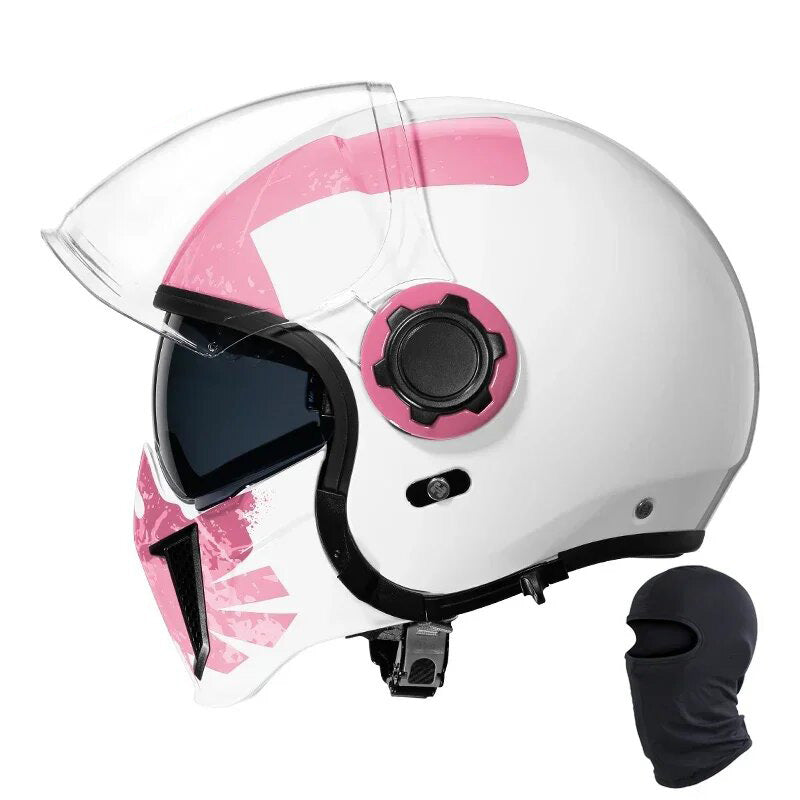 Premium Modular Motorcycle Helmet –Full Face & Open Face, Dual Lens, DOT ECE Approved, ABS Shell for Men & Women, Retro Style