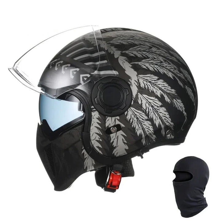 Premium Modular Motorcycle Helmet –Full Face & Open Face, Dual Lens, DOT ECE Approved, ABS Shell for Men & Women, Retro Style