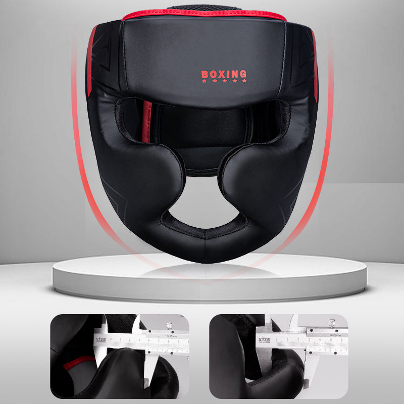 Premium Kickboxing Helmet – Full Face Muay Thai, MMA, Karate, Sanda Training Headgear, PU Leather, Protective Guard for Men & Women, Adjustable Sizes S/M/L - StrengthXPhysiotherapy