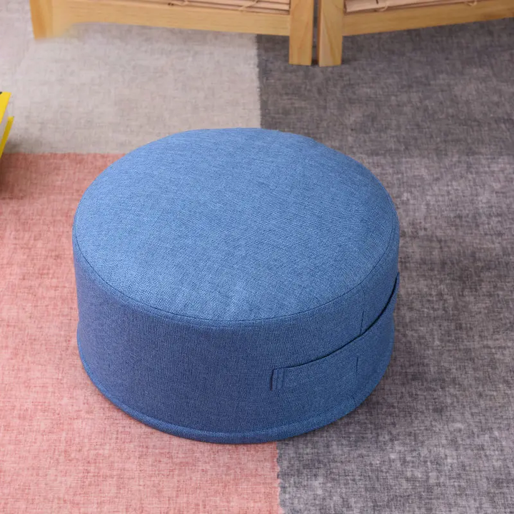 Premium Round High-Strength Sponge Seat Cushion – Comfortable Tatami Meditation & Yoga Pad – Removable Linen Cove