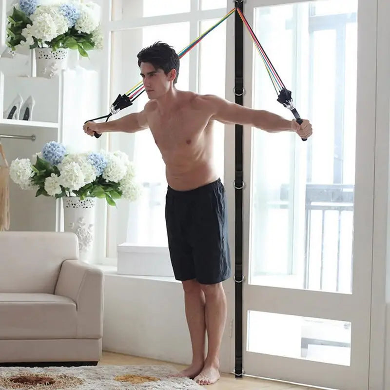 Premium Door Anchor Strap for Resistance Bands – Multi-Point Attachment with 5 Stainless Steel D-Rings, Adjustable Workout 