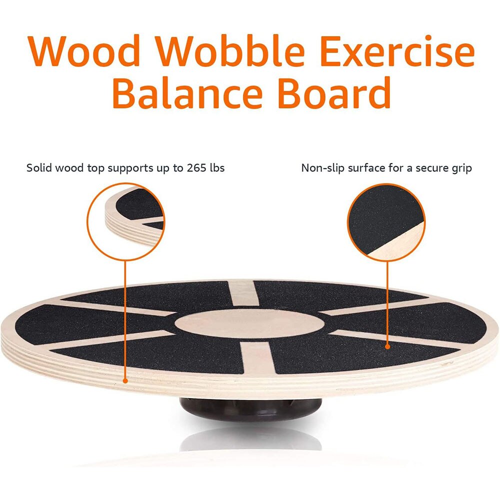 Premium Wooden Wobble Balance Board - Non-Slip Core Training, Yoga & Waist Twisting Board for Home Gym, Fitness, Stability & Posture Improvement, 360° Rotation, 500 lbs Capacity - StrengthXPhysiotherapy