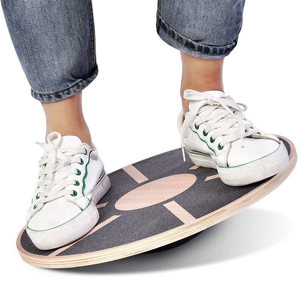 Premium Wooden Wobble Balance Board - Non-Slip Core Training, Yoga & Waist Twisting Board for Home Gym, Fitness, Stability & Posture Improvement, 360° Rotation, 500 lbs Capacity - StrengthXPhysiotherapy